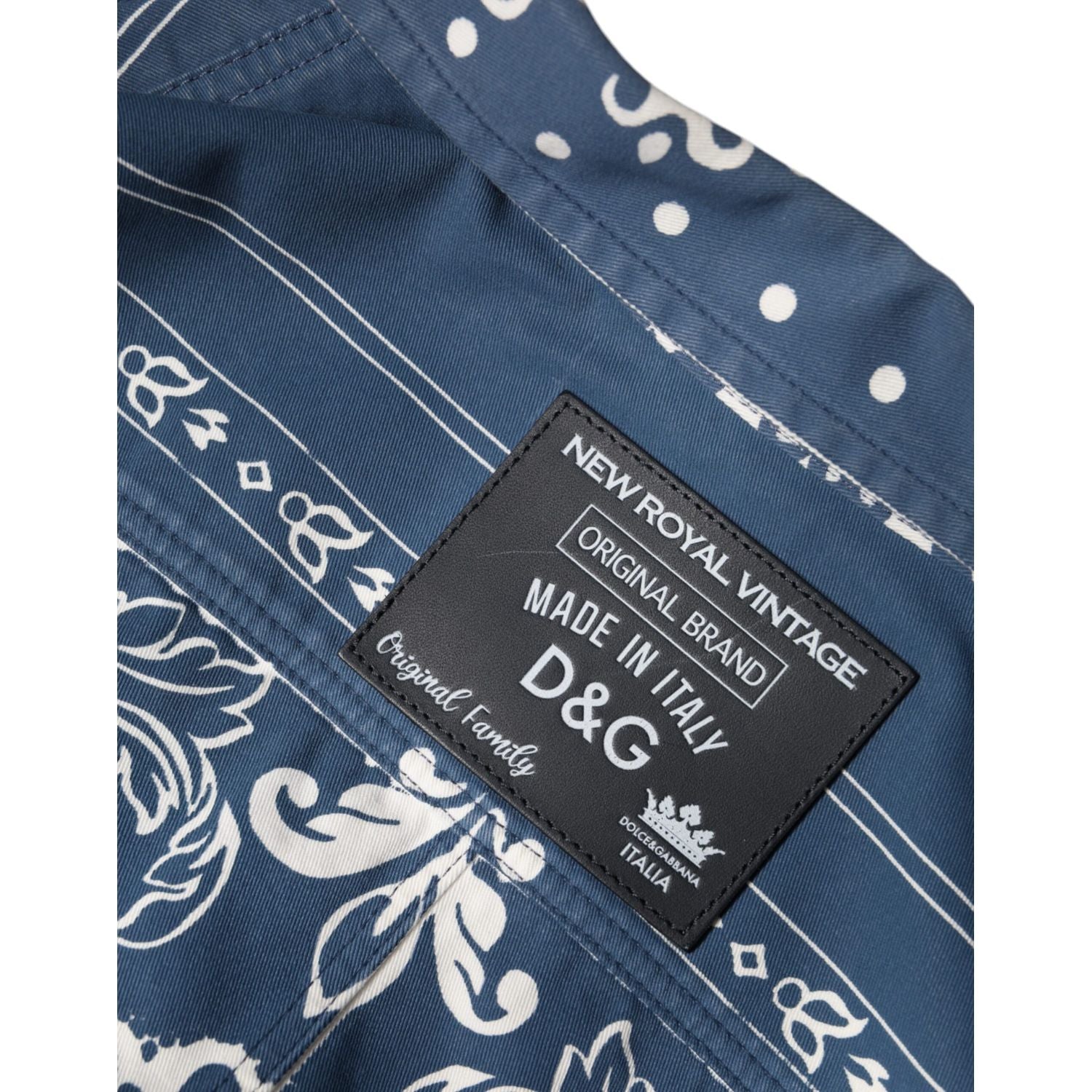 Dolce & Gabbana Blue White Bandana Print Cotton Casual Shirt