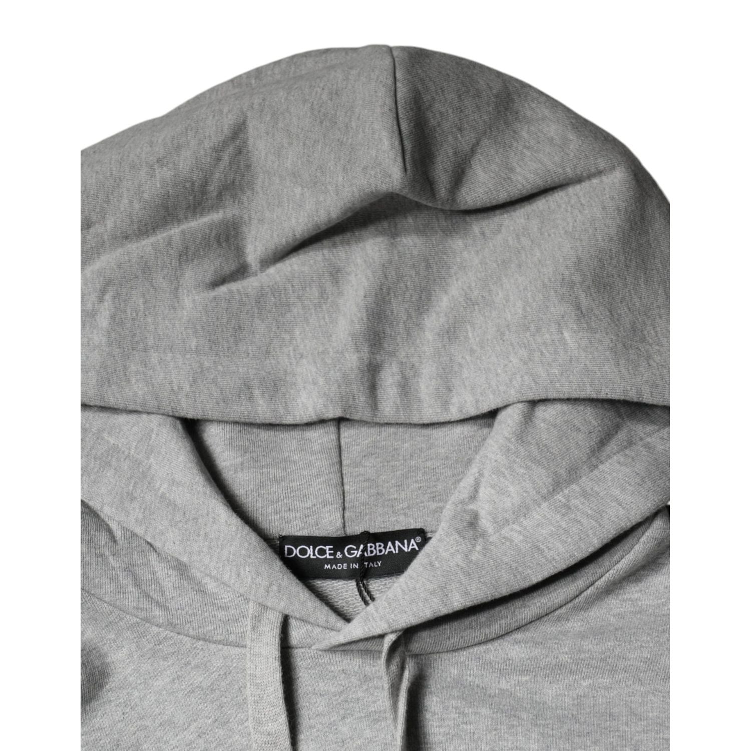 Dolce & Gabbana Gray Cotton Logo Hooded Sweatshirt Sweater