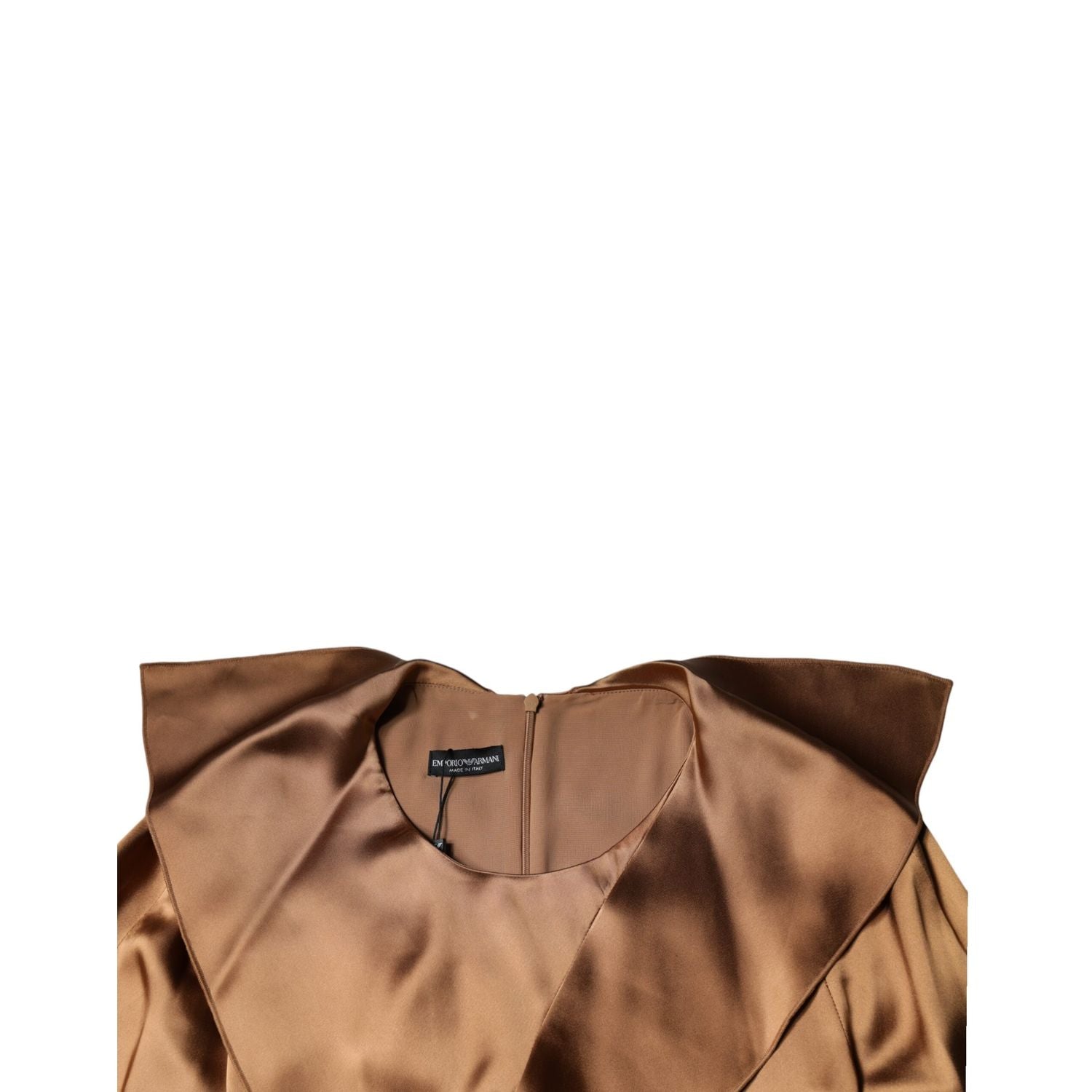 Emporio Armani Brown Satin Long Sleeves Wrap Sheath Mini Dress