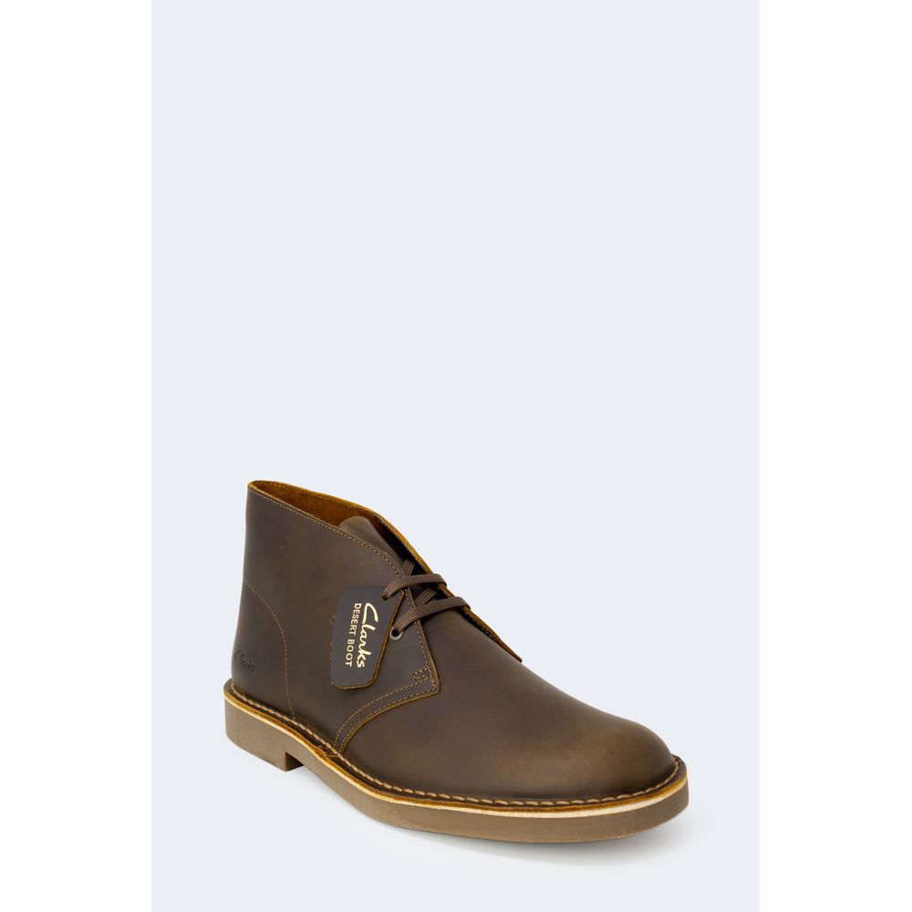 Clarks Brown Leather Lace-Up Boots