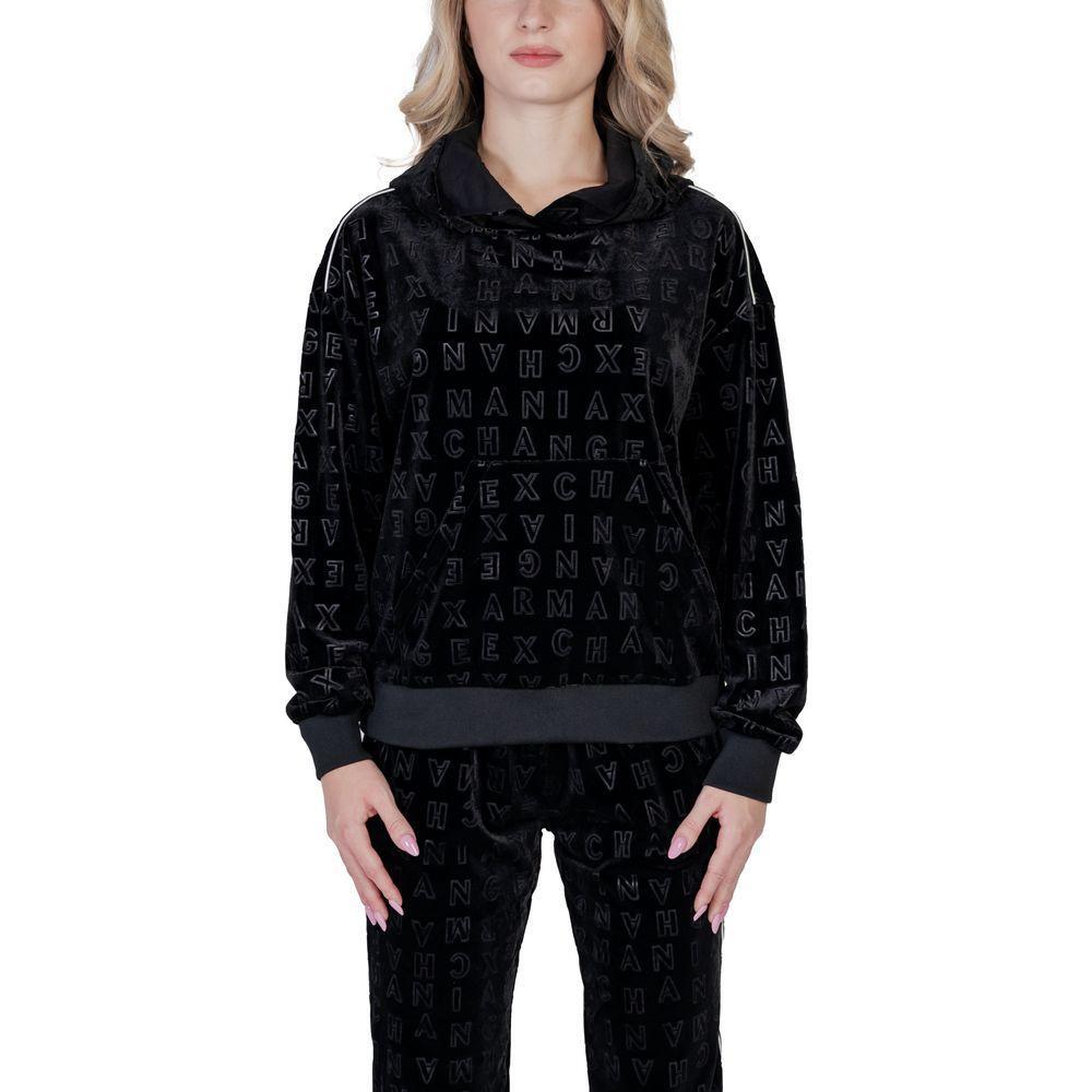 Armani Exchange Black Polyester Hoody AR-14710700009-IT40|S