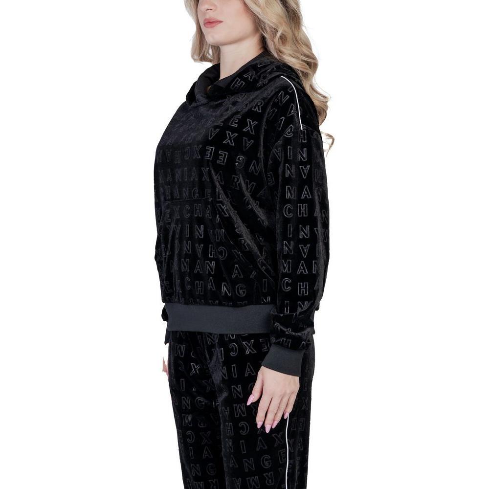 Armani Exchange Black Polyester Hoody AR-14710700009-IT40|S