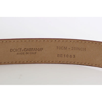 Dolce & Gabbana Pink Polka Snakeskin Silver Buckle Belt Belt