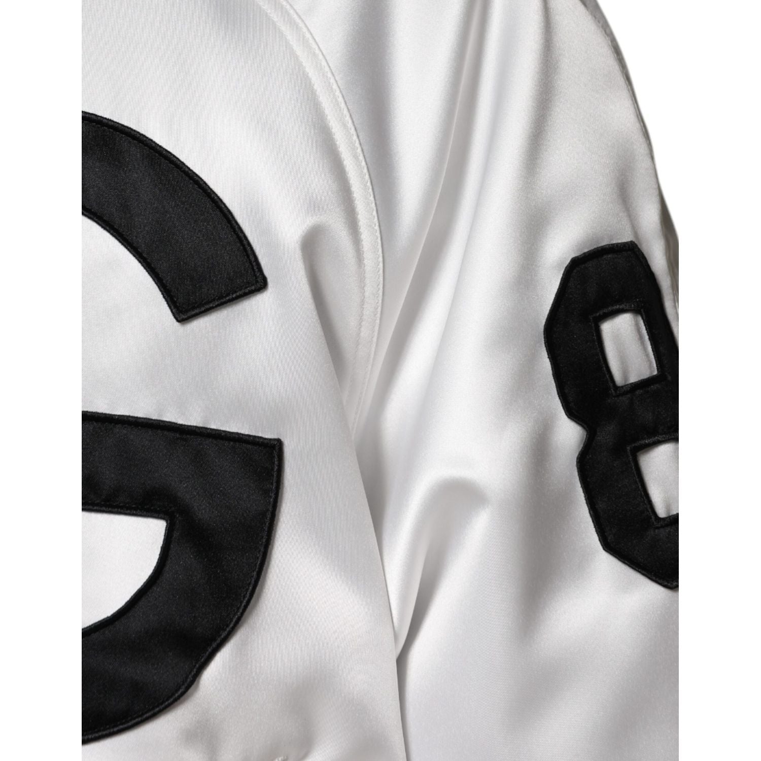 Dolce & Gabbana White Polyester Logo Full Zip Bomber Jacket