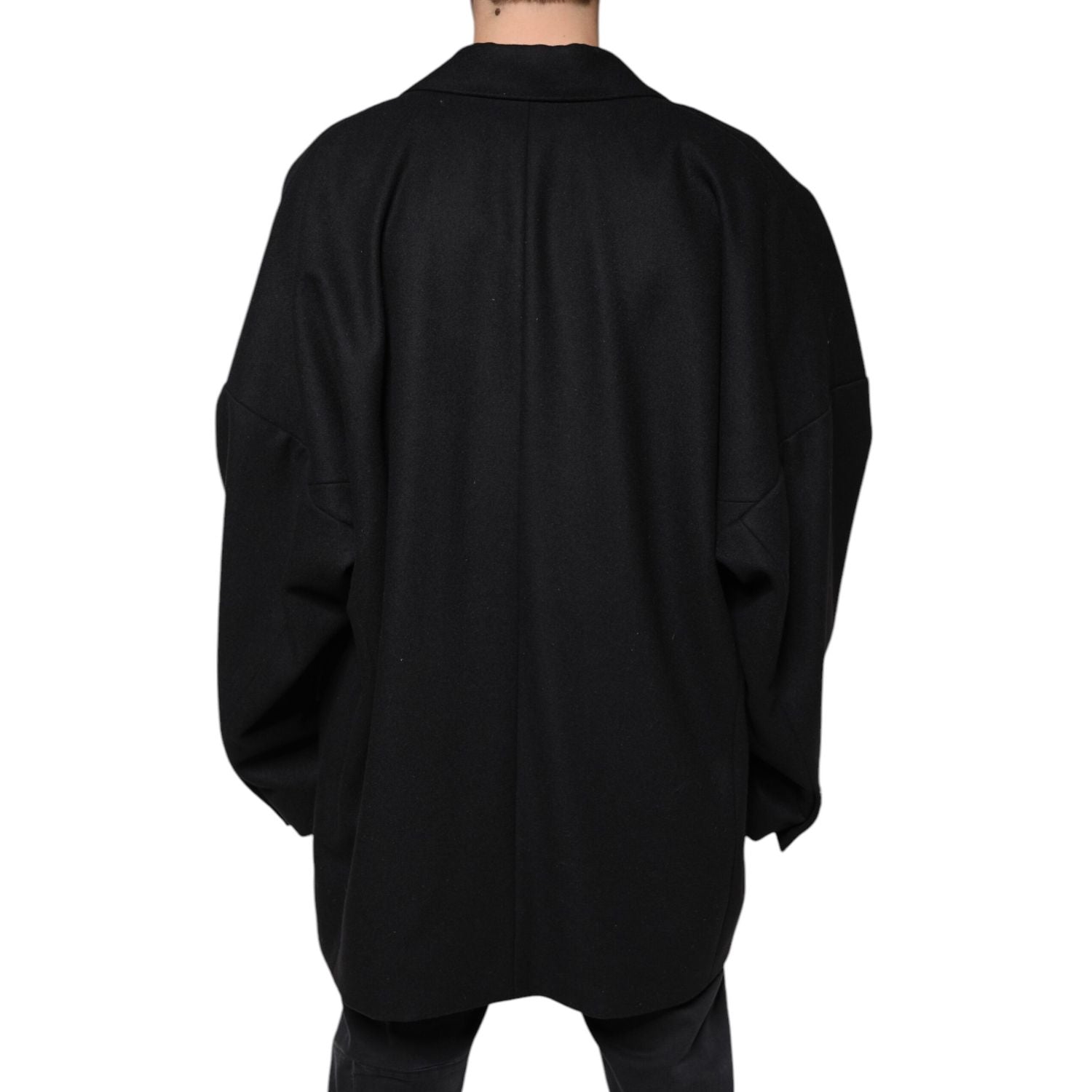 Dolce & Gabbana Black Wool Double Breasted Men Coat Jacket