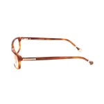 Side view of Ermenegildo Zegna Brown Plastic Frames showing temple details and design, size 56/16/140 mm.