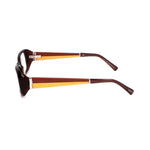 Side view of Tod's Brown Acetate Frames with yellow detail, model TO501204753, showing temple dimensions 135mm, stylish eyewear.