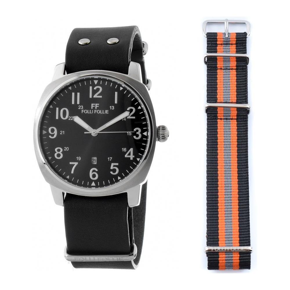 Folli Follie Black Leather Watch