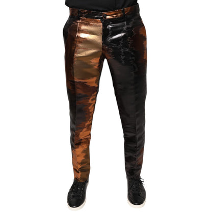 Dolce & Gabbana Multicolor Jacquard Skinny Men Pants