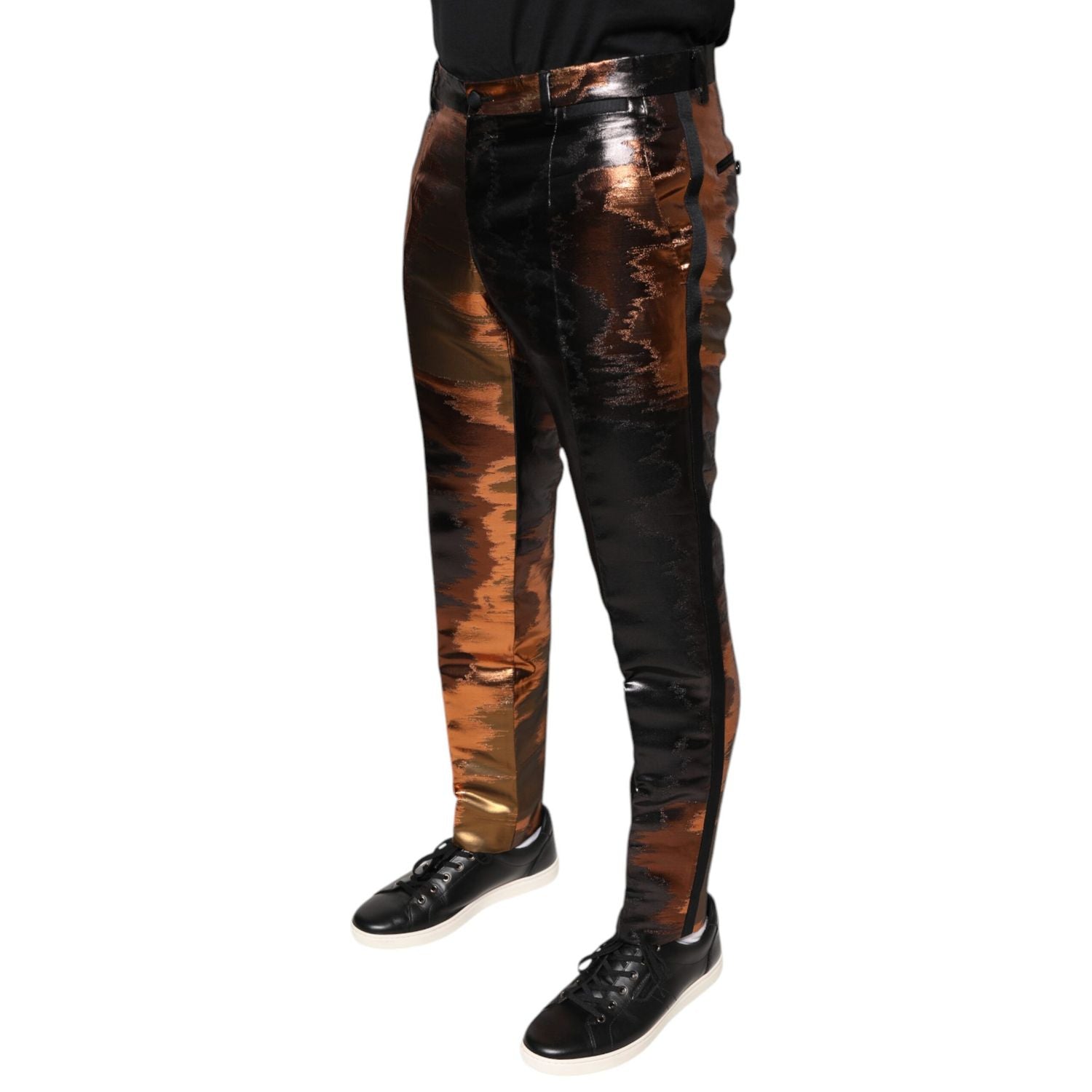 Dolce & Gabbana Multicolor Jacquard Skinny Men Pants