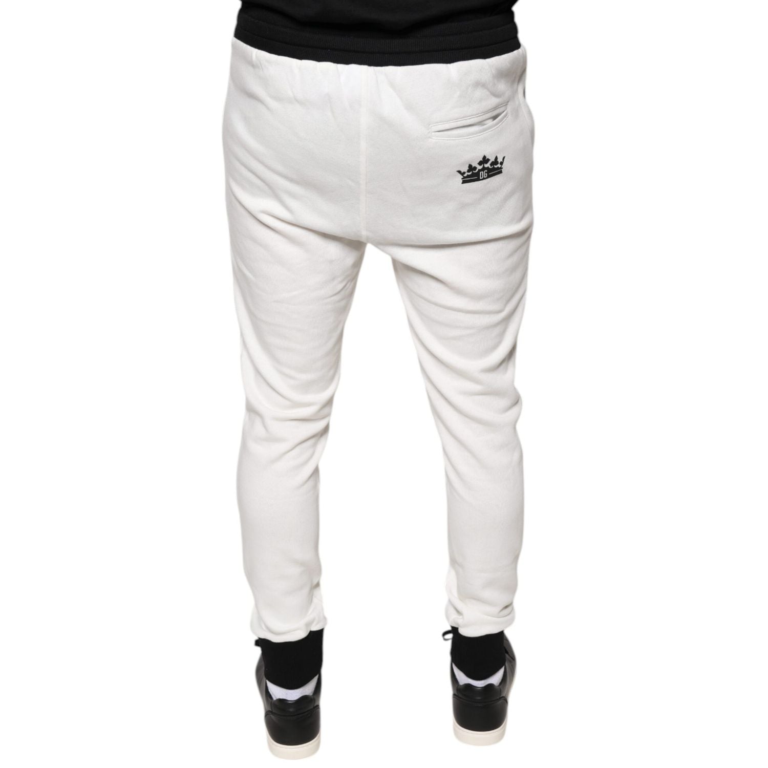 Dolce & Gabbana White Cotton Slim Men Jogger Sweatpants Pants