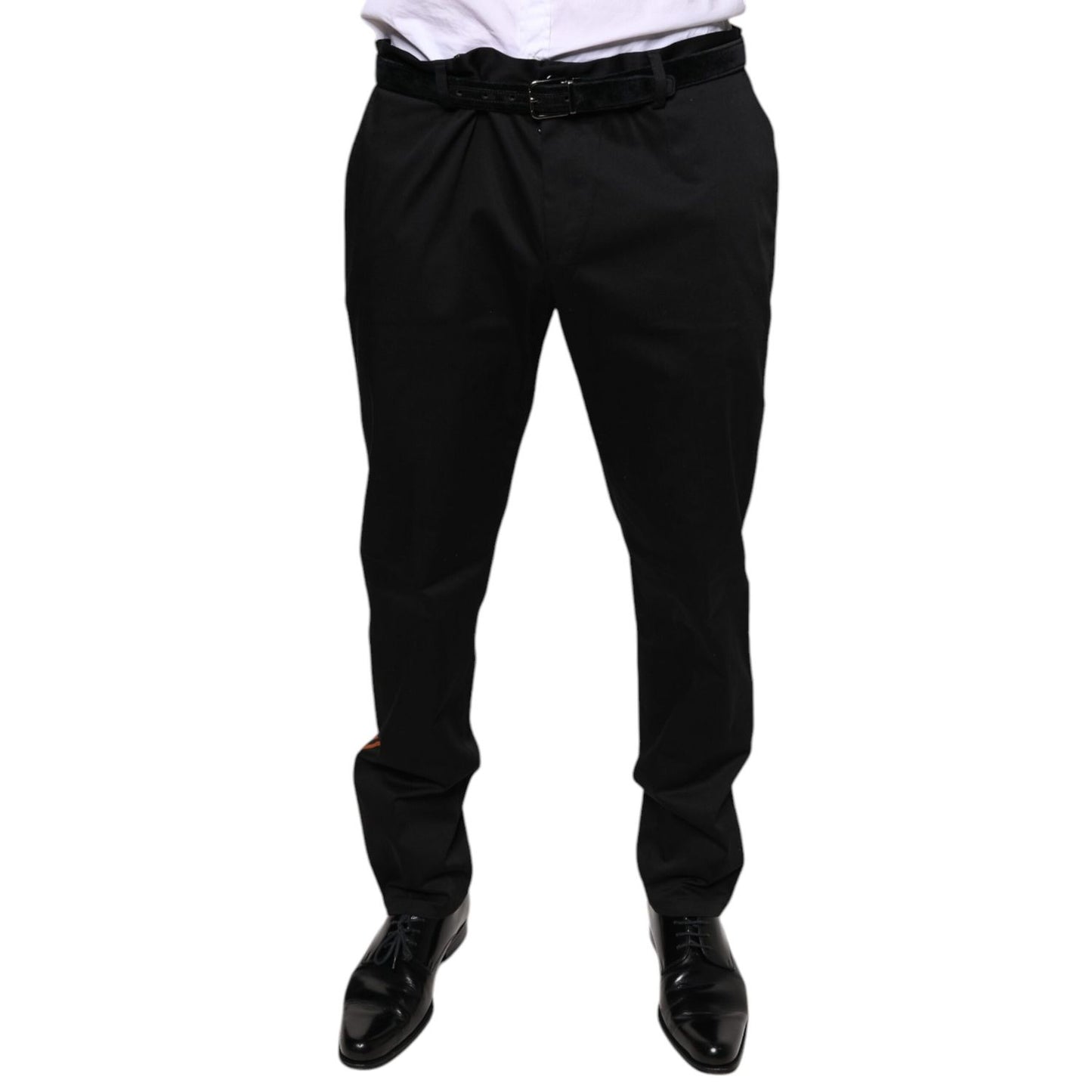 Dolce & Gabbana Black Cotton Stretch Skinny Men Dress Pants