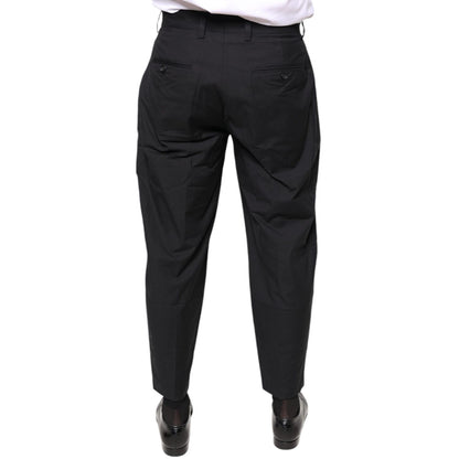 Dolce & Gabbana Black Crown Cotton Dress Pants