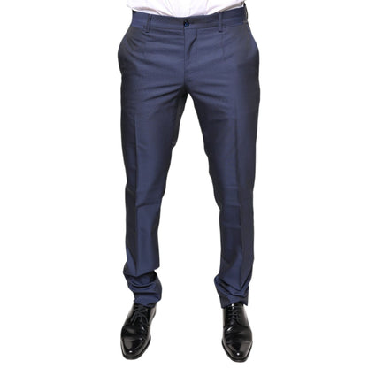 Dolce & Gabbana Blue Polyester Formal Tuxedo Pants