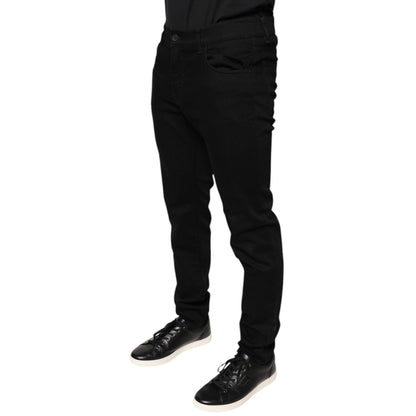 Dolce & Gabbana Black Cotton Stretch Skinny Men Denim Jeans
