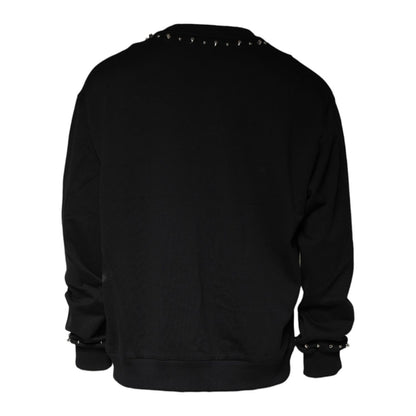Dolce & Gabbana Black Logo Stud Pullover Sweatshirt Sweater