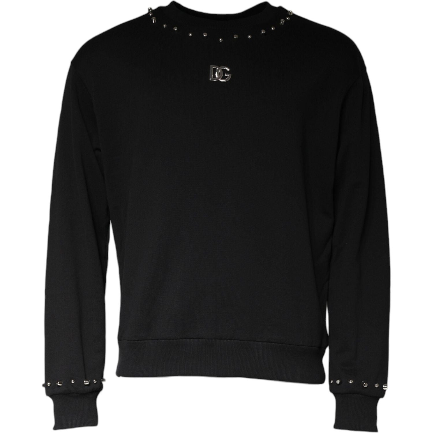 Dolce & Gabbana Black Logo Stud Pullover Sweatshirt Sweater