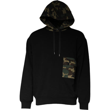 Dolce & Gabbana Black Camouflage Hooded Sweatshirt Sweater