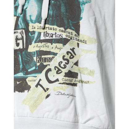 Dolce & Gabbana White Caesar Cotton Hooded Pullover Sweater