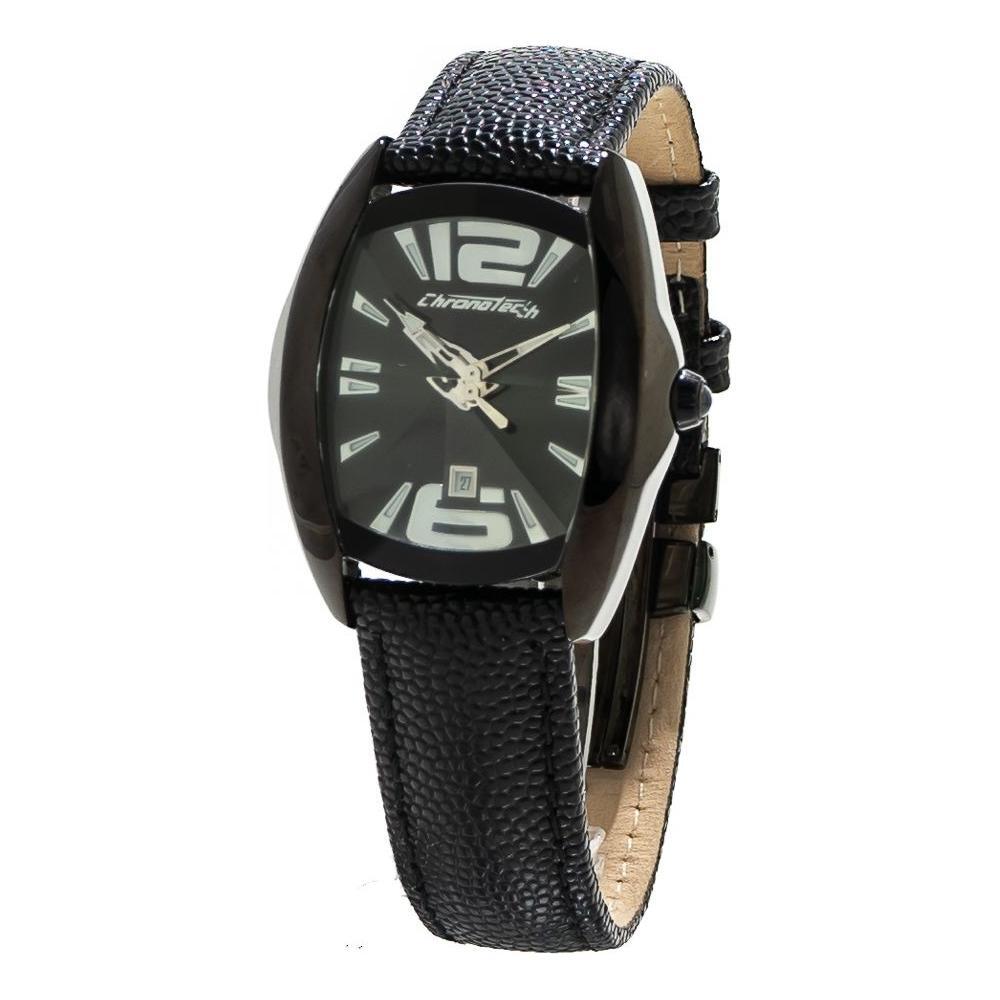 Chronotech Black Leather Watch