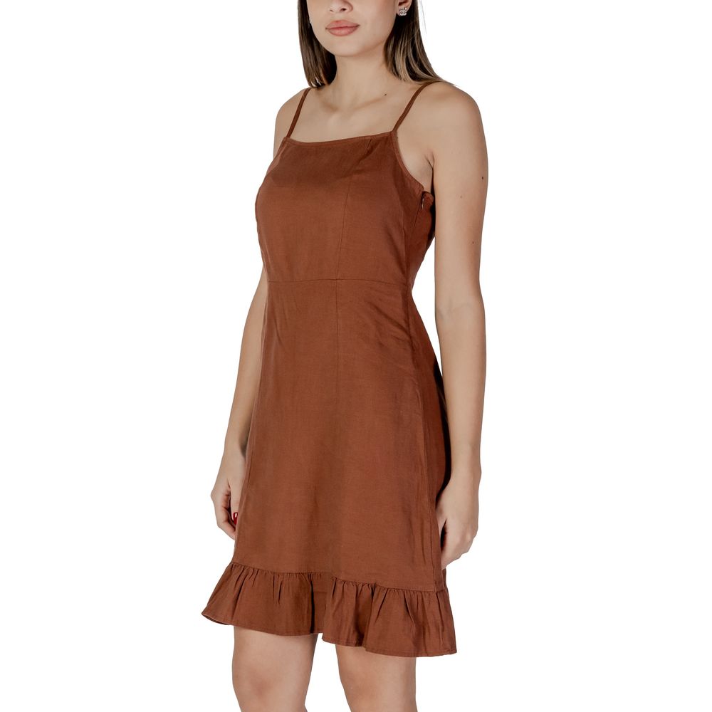 B.Young Brown Linen Midi Dress