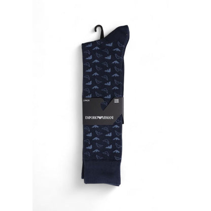 Emporio Armani Underwear Blue Cotton Socks