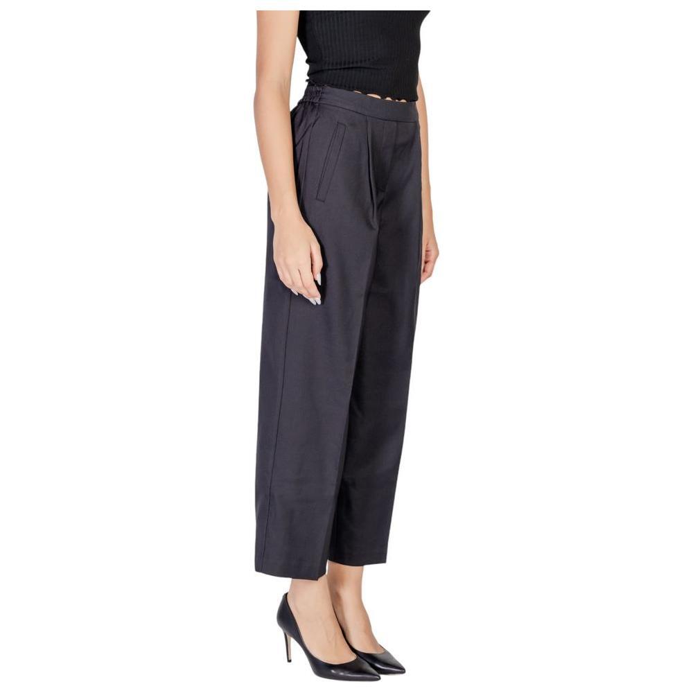 ICHI Black Polyester Casual Pants