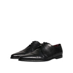 Dolce & Gabbana Black Leather Lace Up Men Derby Formal Shoes