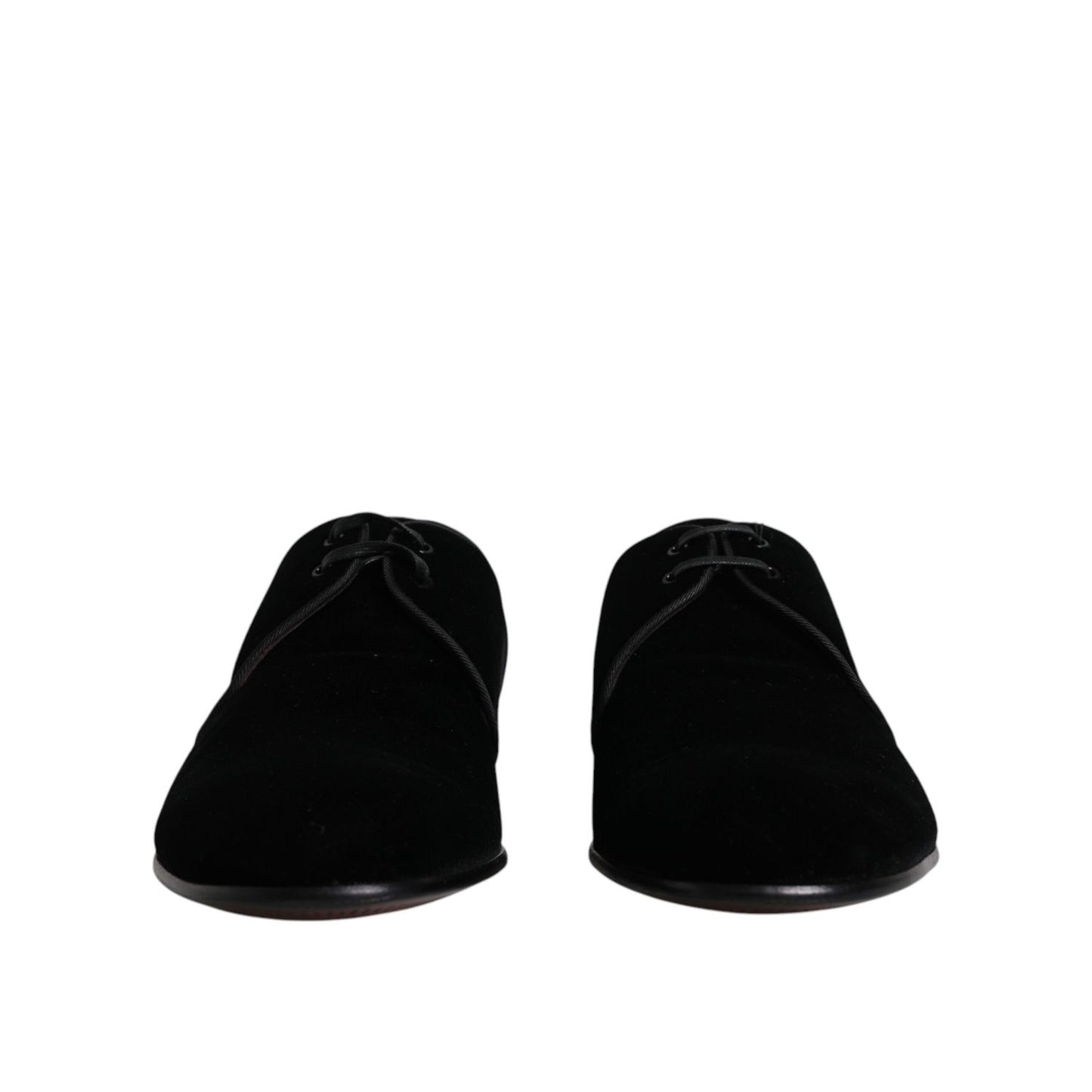 Dolce & Gabbana Black Velvet Leather Lace Up Derby Shoes