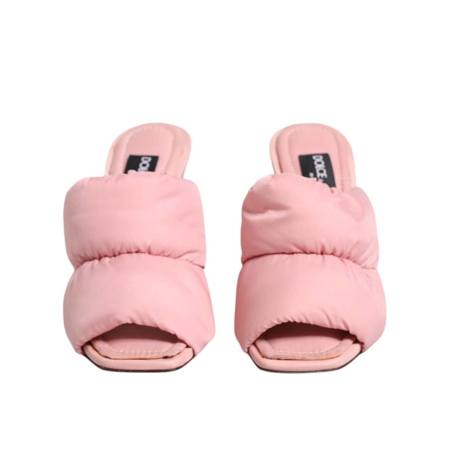 Dolce & Gabbana Pink Quilted DG Heel Slide Sandals Shoes