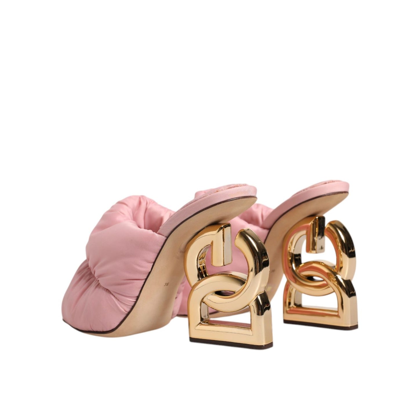 Dolce & Gabbana Pink Quilted DG Heel Slide Sandals Shoes