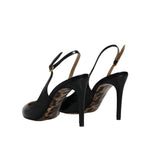 Dolce & Gabbana Black Leather High Heels Slingbacks Shoes