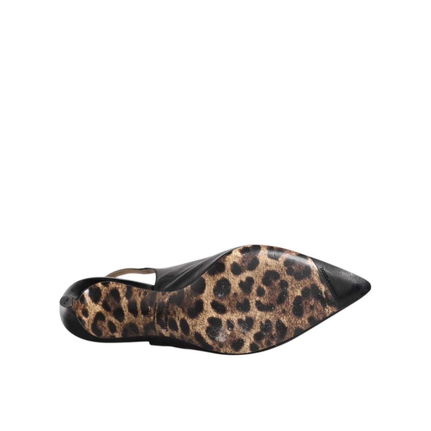 Dolce & Gabbana Black Leather High Heels Slingbacks Shoes