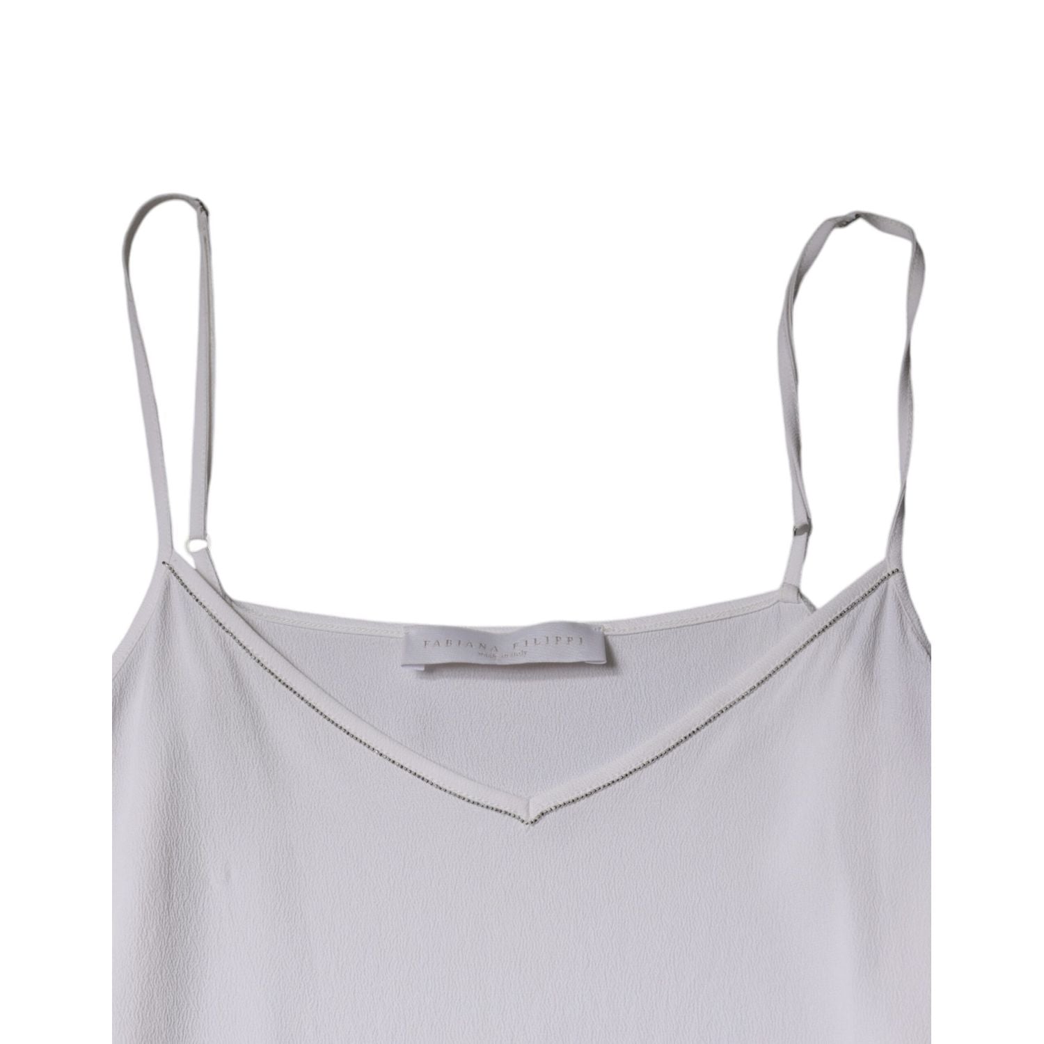 Fabiana Filippi White Spaghetti Strap Sleeveless Tank Top