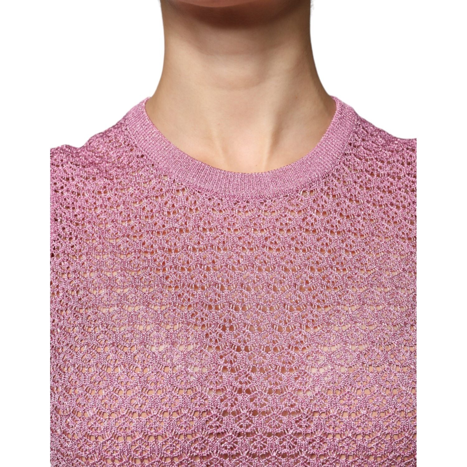Dolce & Gabbana Pink Mesh See Through Sleeveless Tank Top
