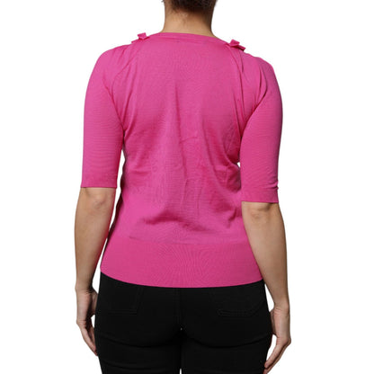 Dolce & Gabbana Pink Wool Button Down Cardigan Sweater