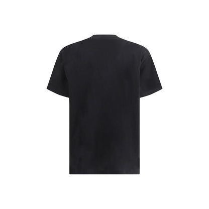 Burberry Black Cotton T-Shirt rear view with Archive Check pocket detail, ribbed crew neck, and monochrome pattern for AW25 collection.
