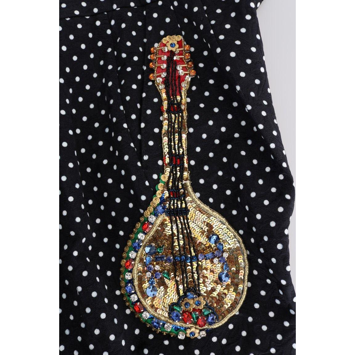 Dolce & Gabbana Black Polka Dot Sicily Crystal Pants Jeans & Pants