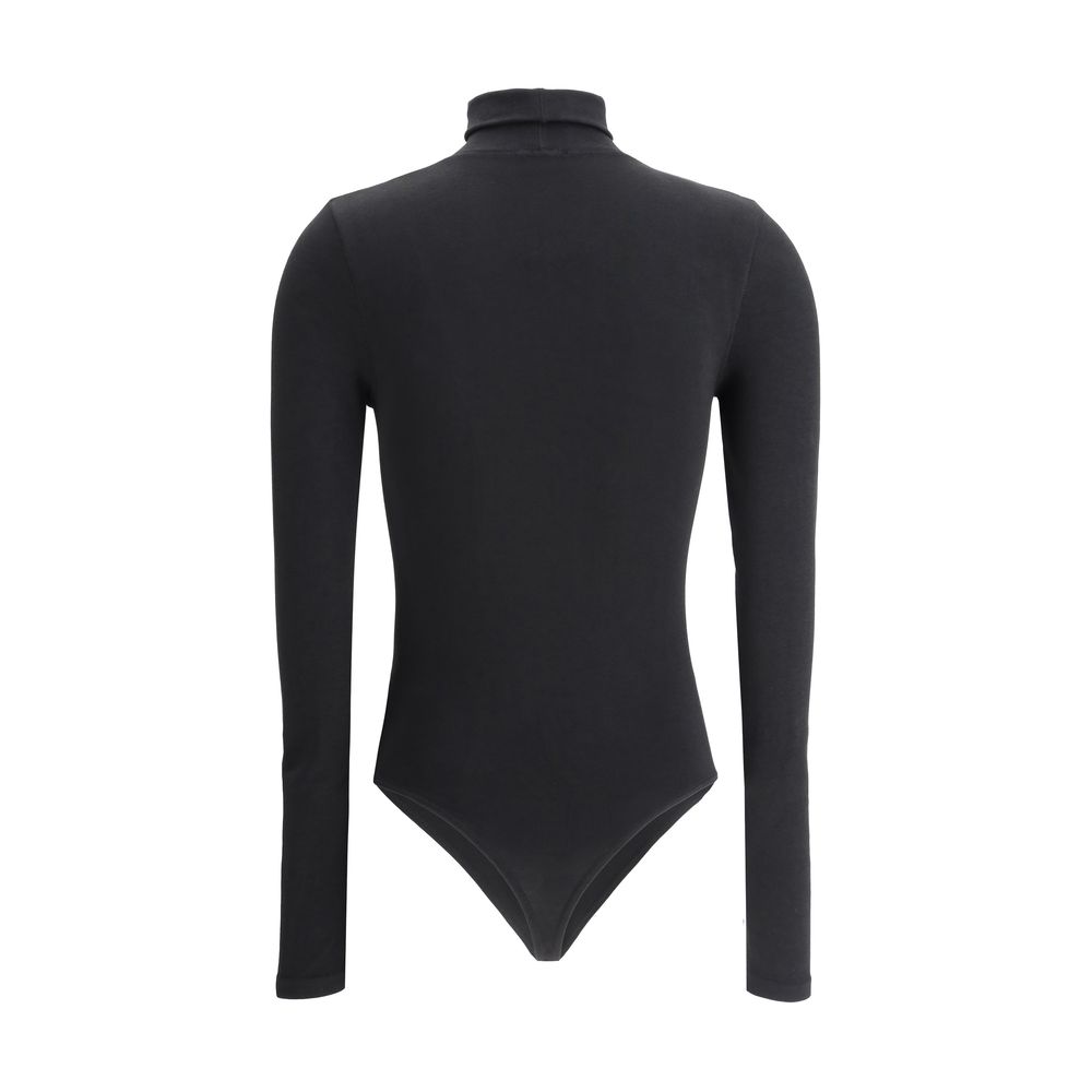 Wolford Black Polyamide Top - Colorado Bodysuit back view with high neck and long sleeves in smooth, form-fitting design.