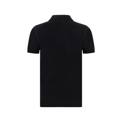 Dolce & Gabbana Black Cotton Polo Shirt with ribbed collar and D&G monogram plaque, rear view, AW25 collection, 100% cotton, made in Italy