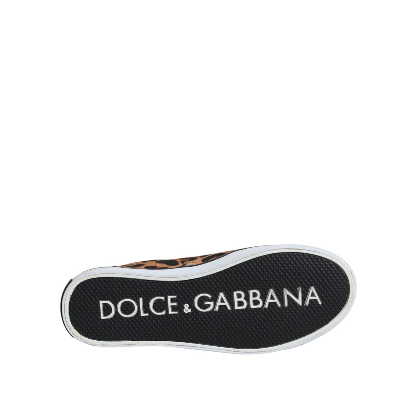 Dolce & Gabbana Brown Leopard Logo Print Cotton Sneakers Shoes