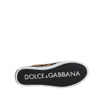 Dolce & Gabbana Brown Leopard Logo Print Cotton Sneakers Shoes