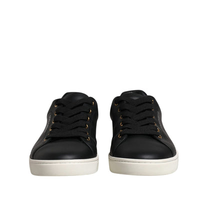 Dolce & Gabbana Black Leather Logo London Sneaker Shoes