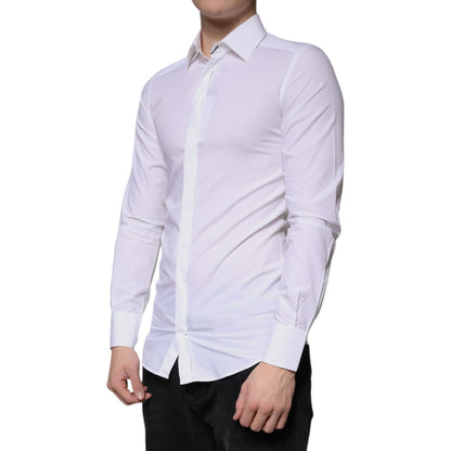 Dolce & Gabbana White Cotton Long Sleeve GOLD Dress Shirt