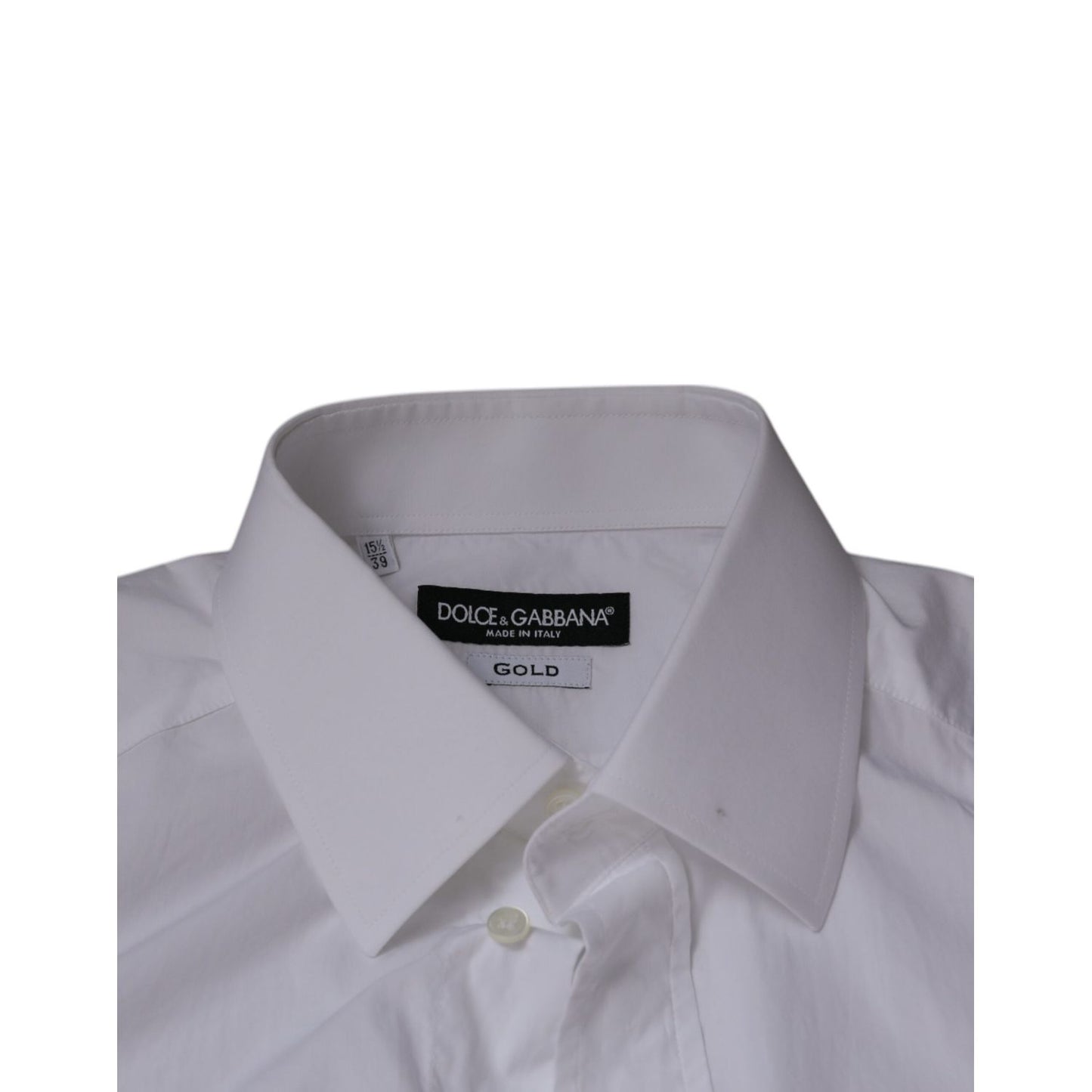 Dolce & Gabbana White Cotton Slim Fit Men GOLD Dress Shirt