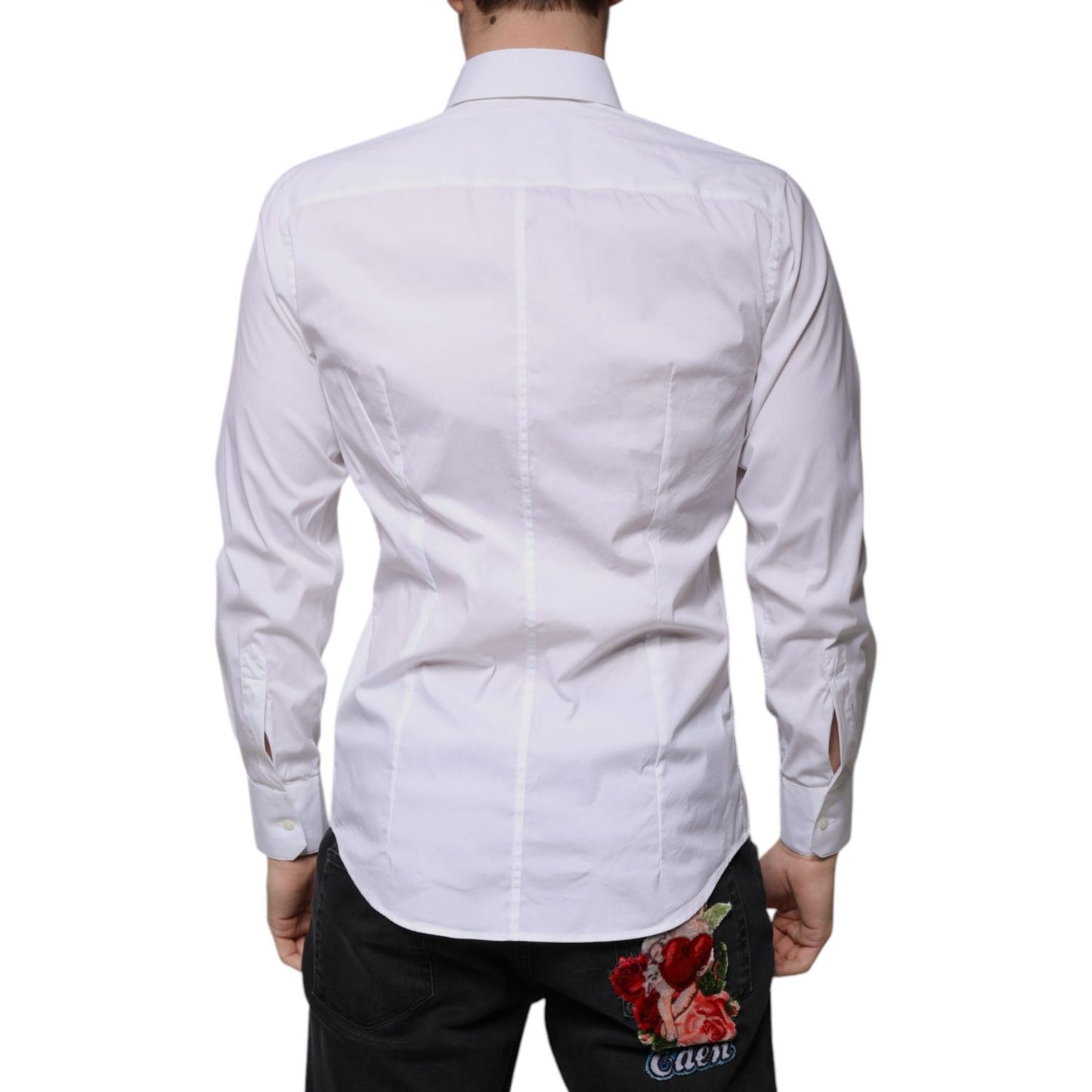Dolce & Gabbana White Cotton Slim Fit Men MARTINI Dress Shirt