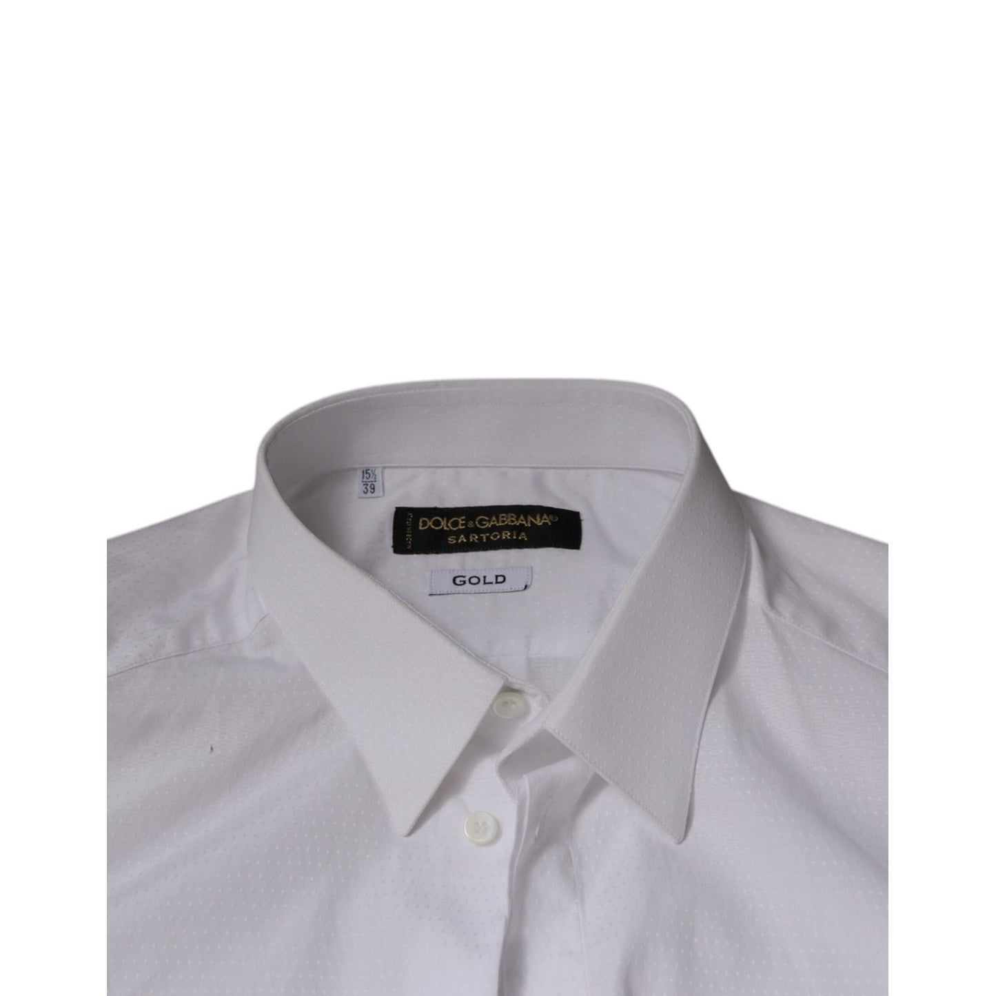 Dolce & Gabbana White Cotton Formal Men GOLD Dress Shirt