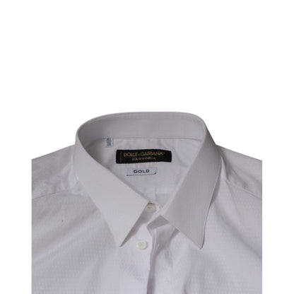 Dolce & Gabbana White Cotton Formal Men GOLD Dress Shirt