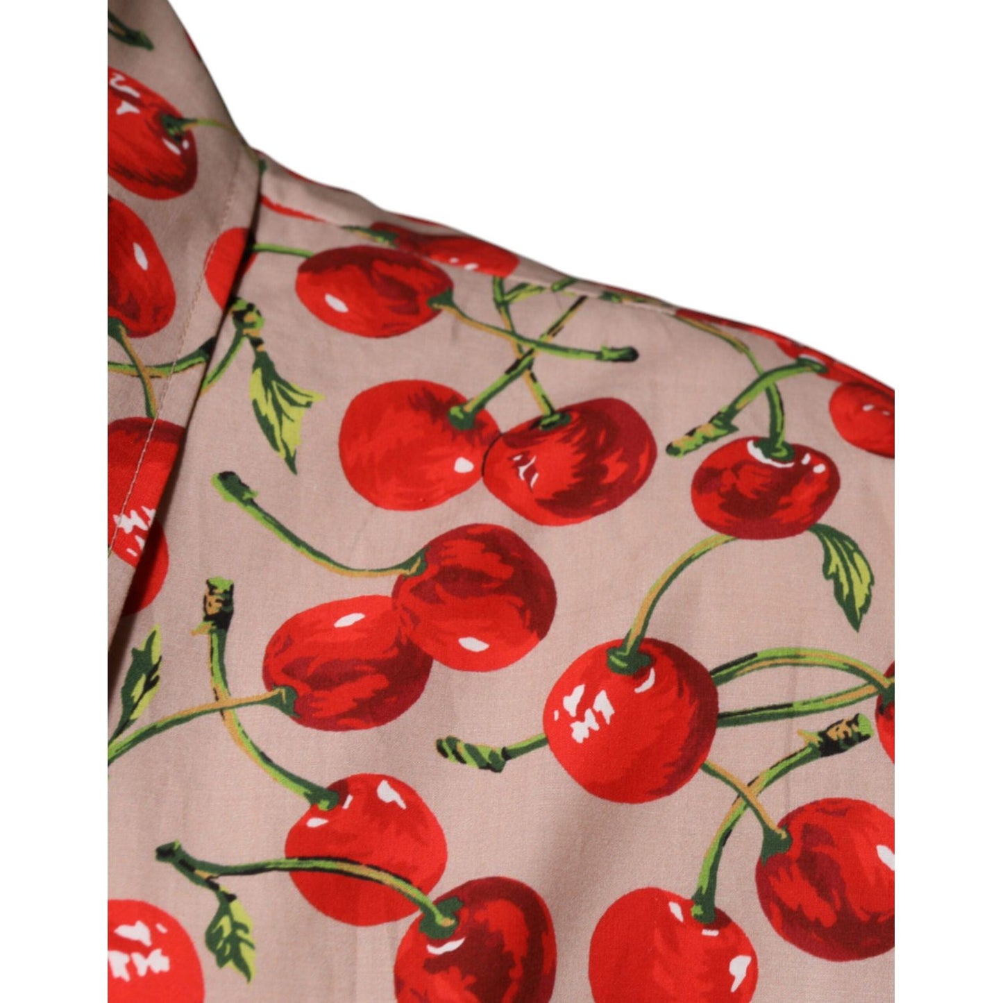 Dolce & Gabbana Beige Cherry Button Down Men Casual Shirt