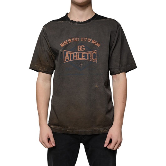 Dolce & Gabbana Brown Graphic Print Cotton Round Neck T-shirt TSH87302-48